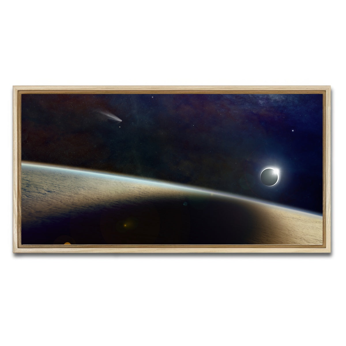 AUTO-MOCKUP WHITE | Shadow of the Solar Eclipse | 1 Piece | Natural Framed Canvas | group=2x1