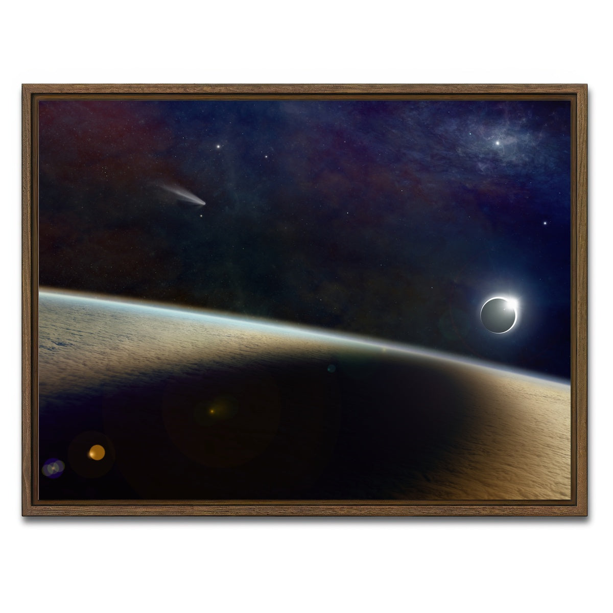 AUTO-MOCKUP WHITE | Shadow of the Solar Eclipse | 1 Piece | Walnut Framed Canvas | group=4x3