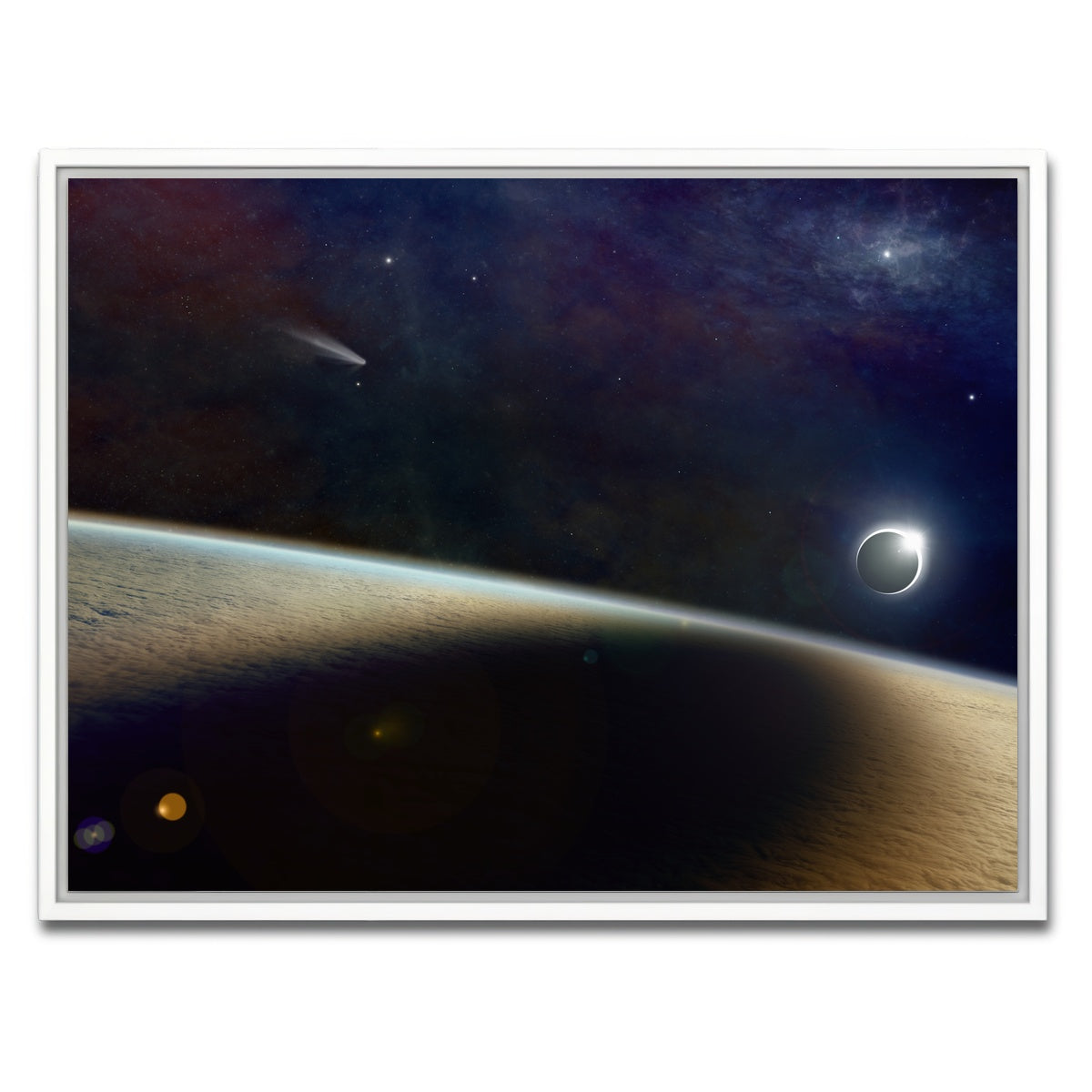 AUTO-MOCKUP WHITE | Shadow of the Solar Eclipse | 1 Piece | White Framed Canvas | group=4x3