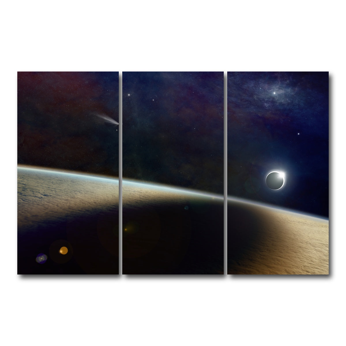 AUTO-MOCKUP WHITE | Shadow of the Solar Eclipse | 3 Piece | Gallery Wrap Canvas | group=12x24
