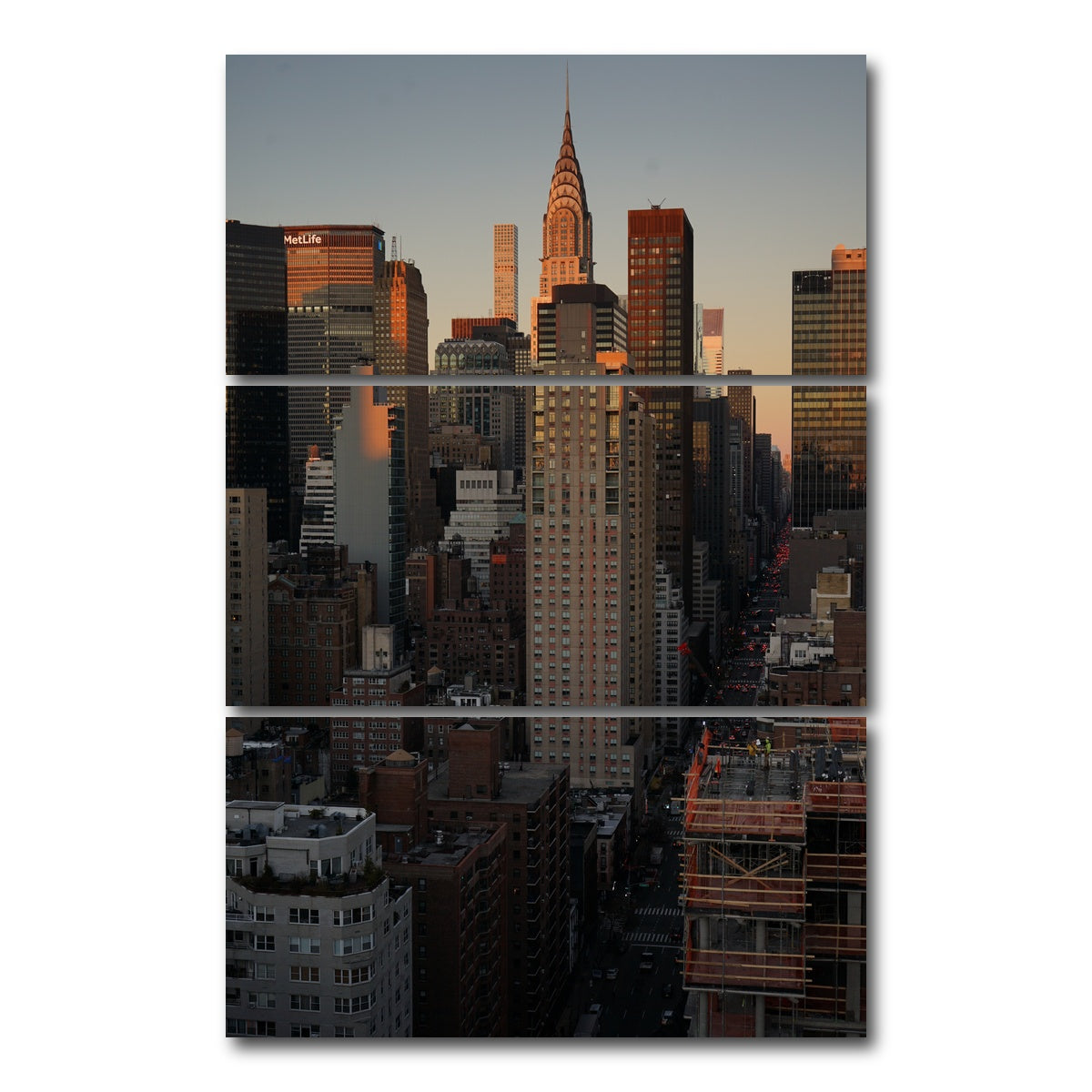 AUTO-MOCKUP WHITE | Shadow on NYC Skyline | 3 Piece | Gallery Wrap Canvas | group=12x24_stacked