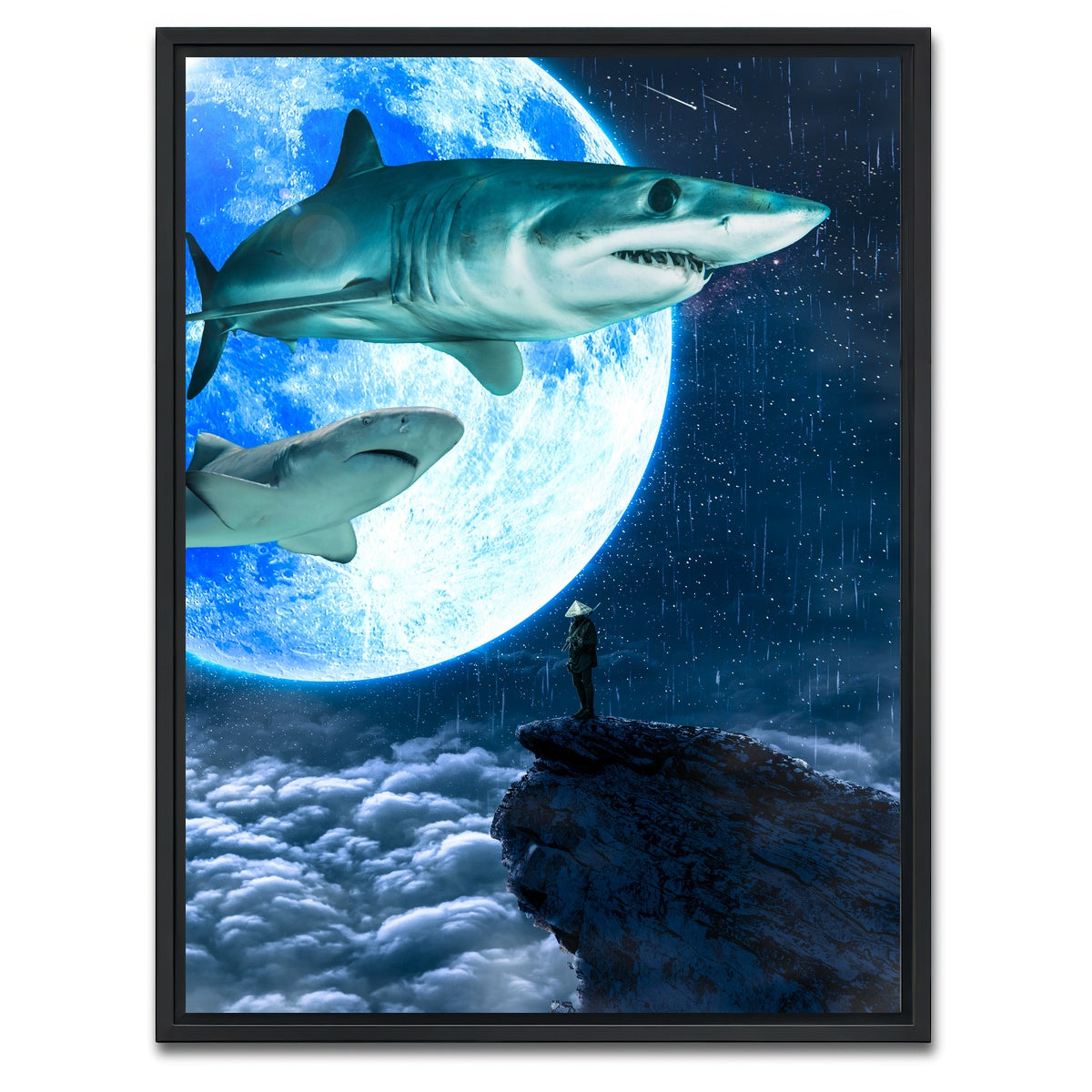 AUTO-MOCKUP WHITE | Shark Moon | 1 Piece | Black Framed Canvas | group=3x4