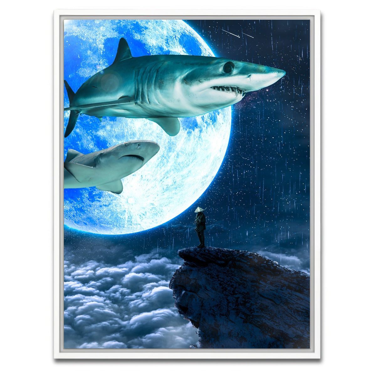 AUTO-MOCKUP WHITE | Shark Moon | 1 Piece | White Framed Canvas | group=3x4