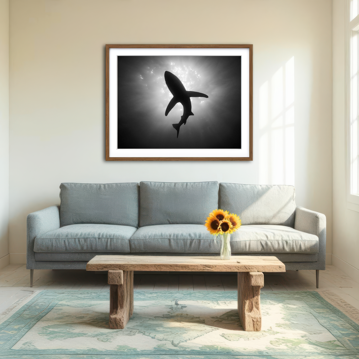 AUTO-MOCKUP ROOM | Shark Silhouette Wall Art