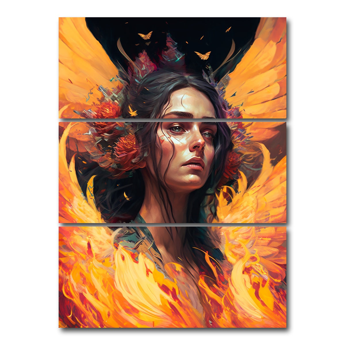 AUTO-MOCKUP WHITE | She's on Fire | 3 Piece | Gallery Wrap Canvas | group=8x18_stacked
