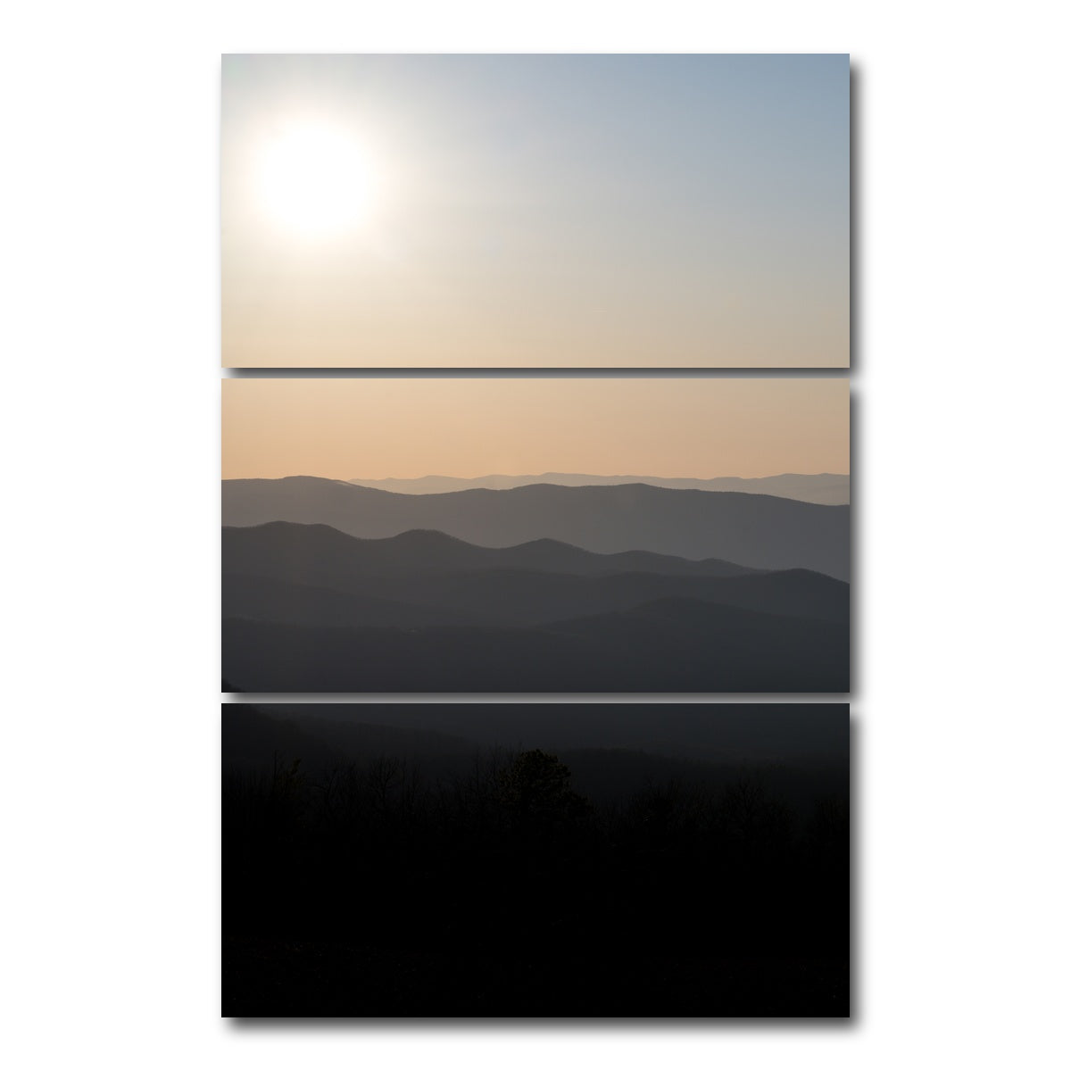 AUTO-MOCKUP WHITE | Shenandoah Sunrise | 3 Piece | Gallery Wrap Canvas | group=12x24_stacked
