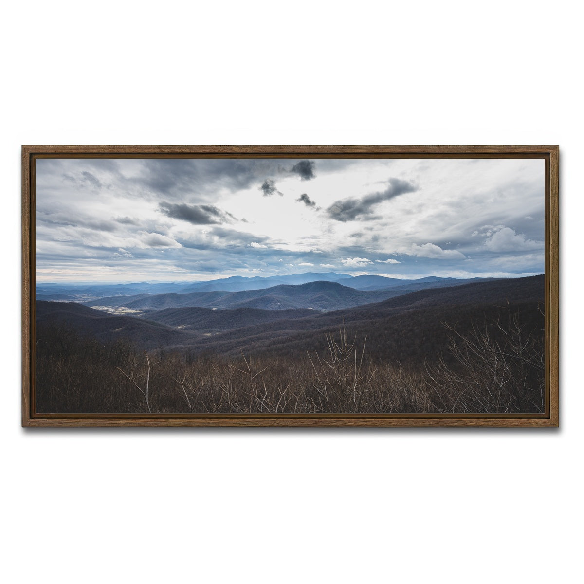 AUTO-MOCKUP WHITE | Shenandoah Valley | 1 Piece | Walnut Framed Canvas | group=2x1