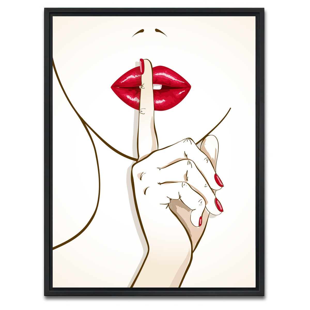 AUTO-MOCKUP WHITE | Shh Lips | 1 Piece | Black Framed Canvas | group=3x4