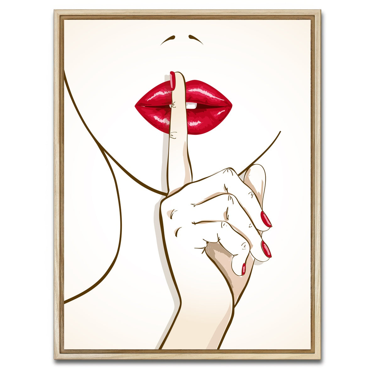 AUTO-MOCKUP WHITE | Shh Lips | 1 Piece | Natural Framed Canvas | group=3x4