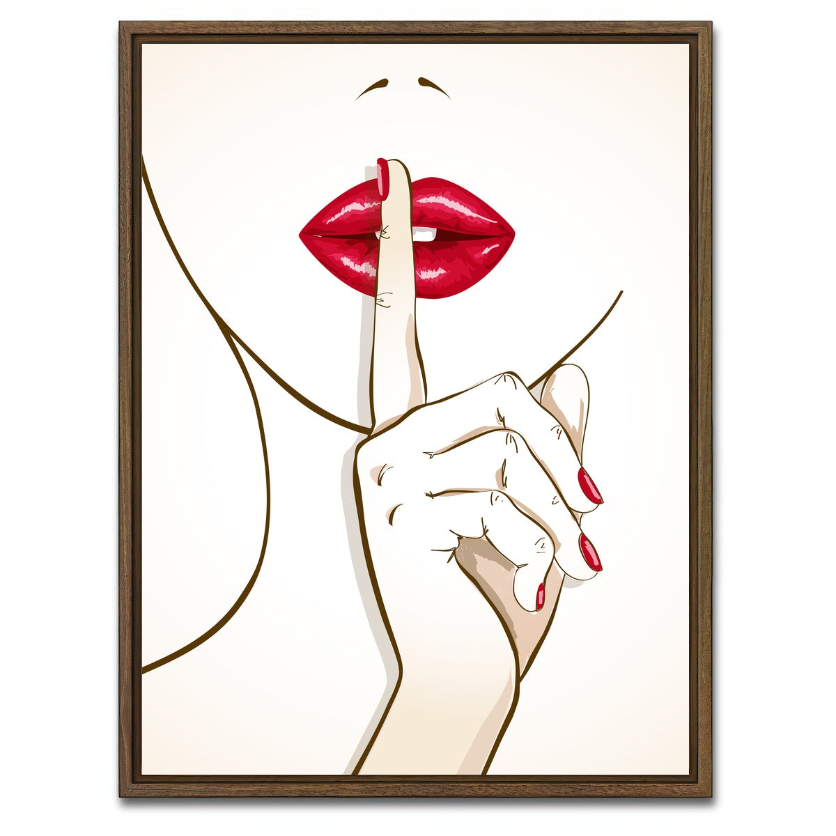 AUTO-MOCKUP WHITE | Shh Lips | 1 Piece | Walnut Framed Canvas | group=3x4