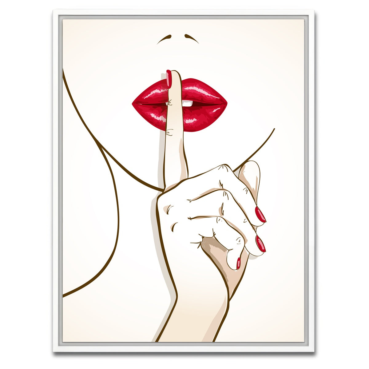 AUTO-MOCKUP WHITE | Shh Lips | 1 Piece | White Framed Canvas | group=3x4