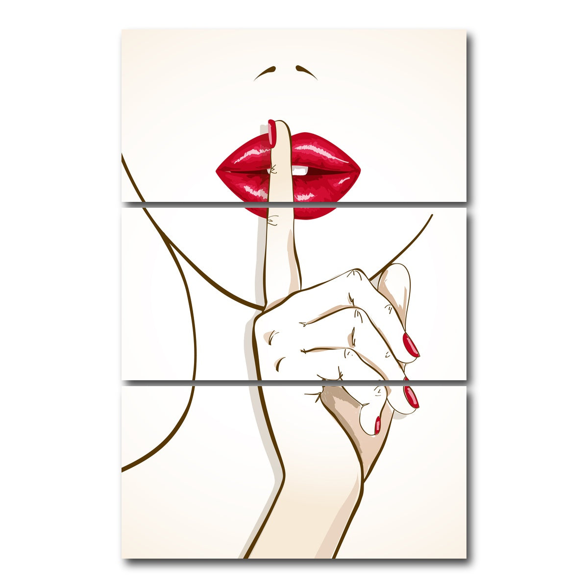 AUTO-MOCKUP WHITE | Shh Lips | 3 Piece | Gallery Wrap Canvas | group=12x24_stacked