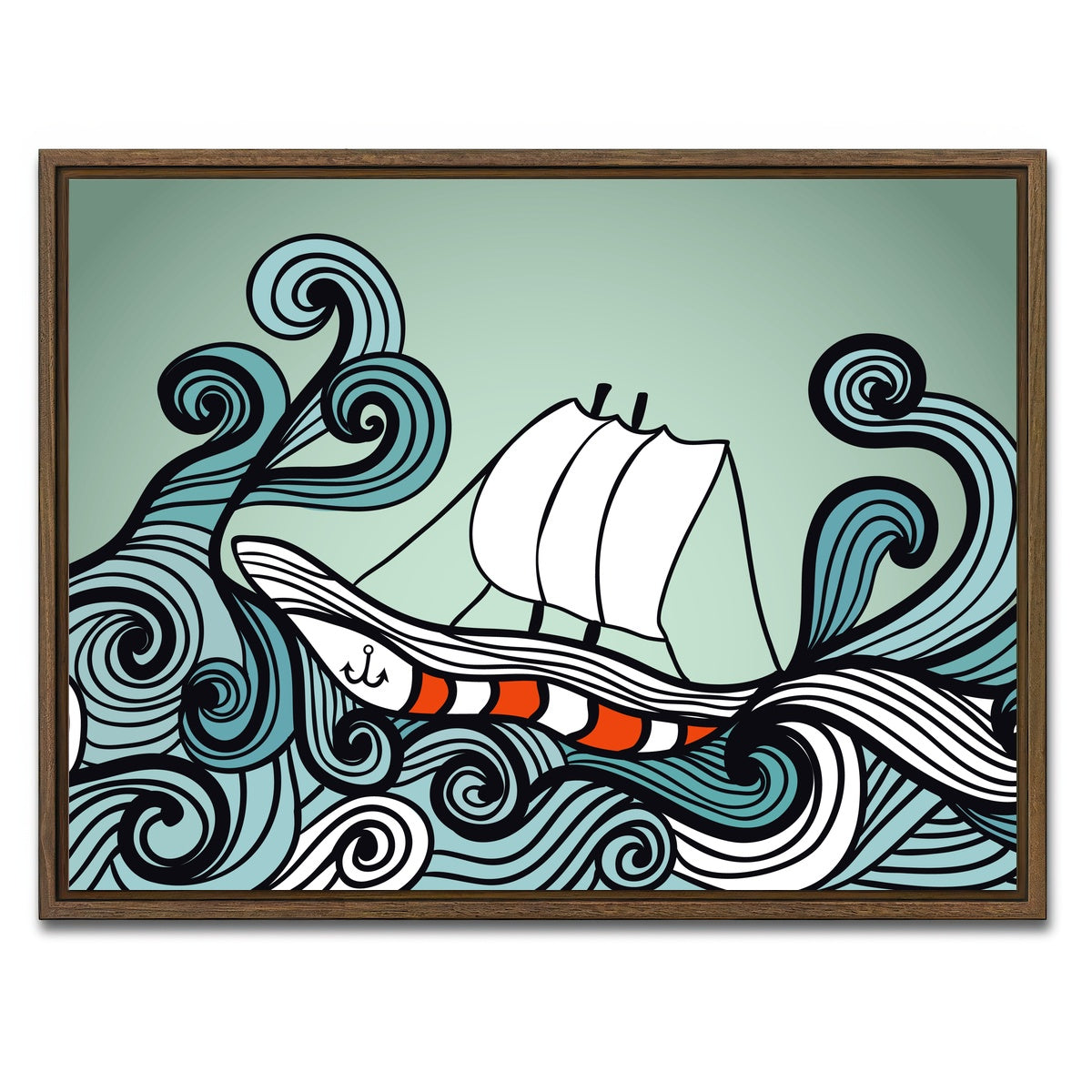 AUTO-MOCKUP WHITE | Ship Art | 1 Piece | Walnut Framed Canvas | group=4x3