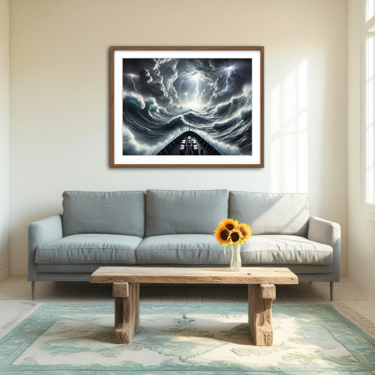 AUTO-MOCKUP ROOM | Ship Deck View of Fierce Storm Wall Art