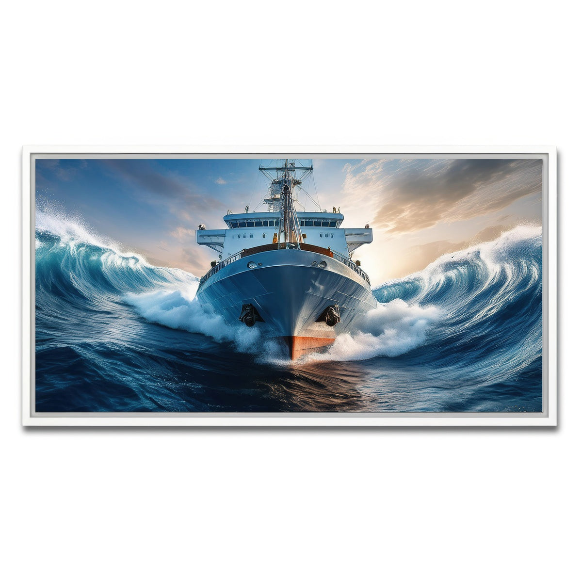 AUTO-MOCKUP WHITE | Ship in High Waves | 1 Piece | White Framed Canvas | group=2x1