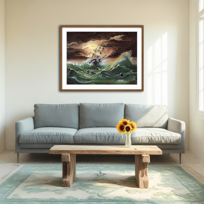 AUTO-MOCKUP ROOM | Ship in Storm Wall Art