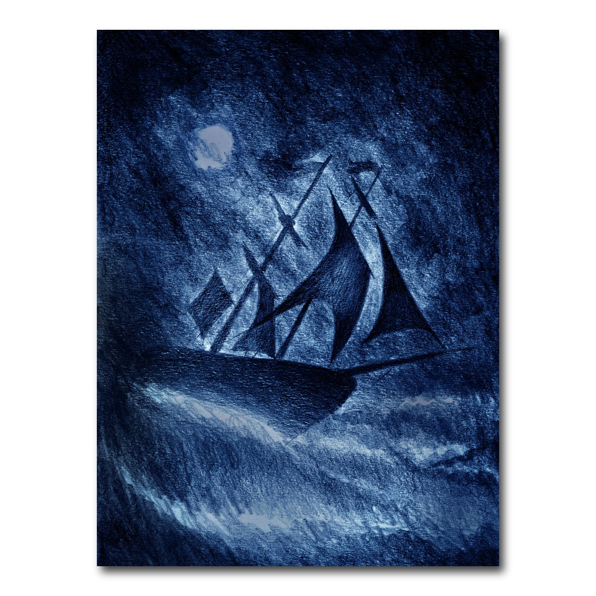AUTO-MOCKUP WHITE | Ship on the Storm Waves | 1 Piece | Gallery Wrap Canvas | group=3x4