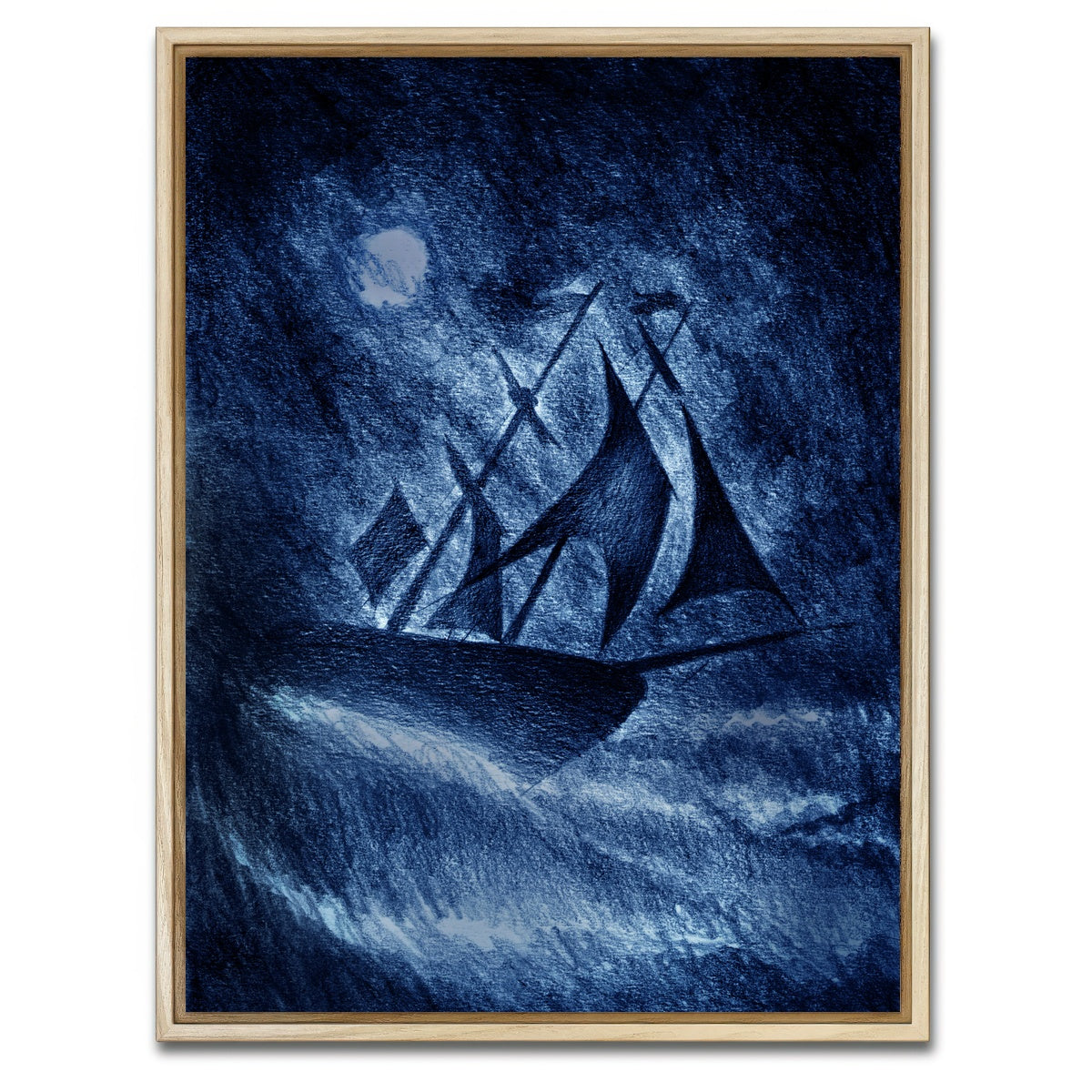 AUTO-MOCKUP WHITE | Ship on the Storm Waves | 1 Piece | Natural Framed Canvas | group=3x4