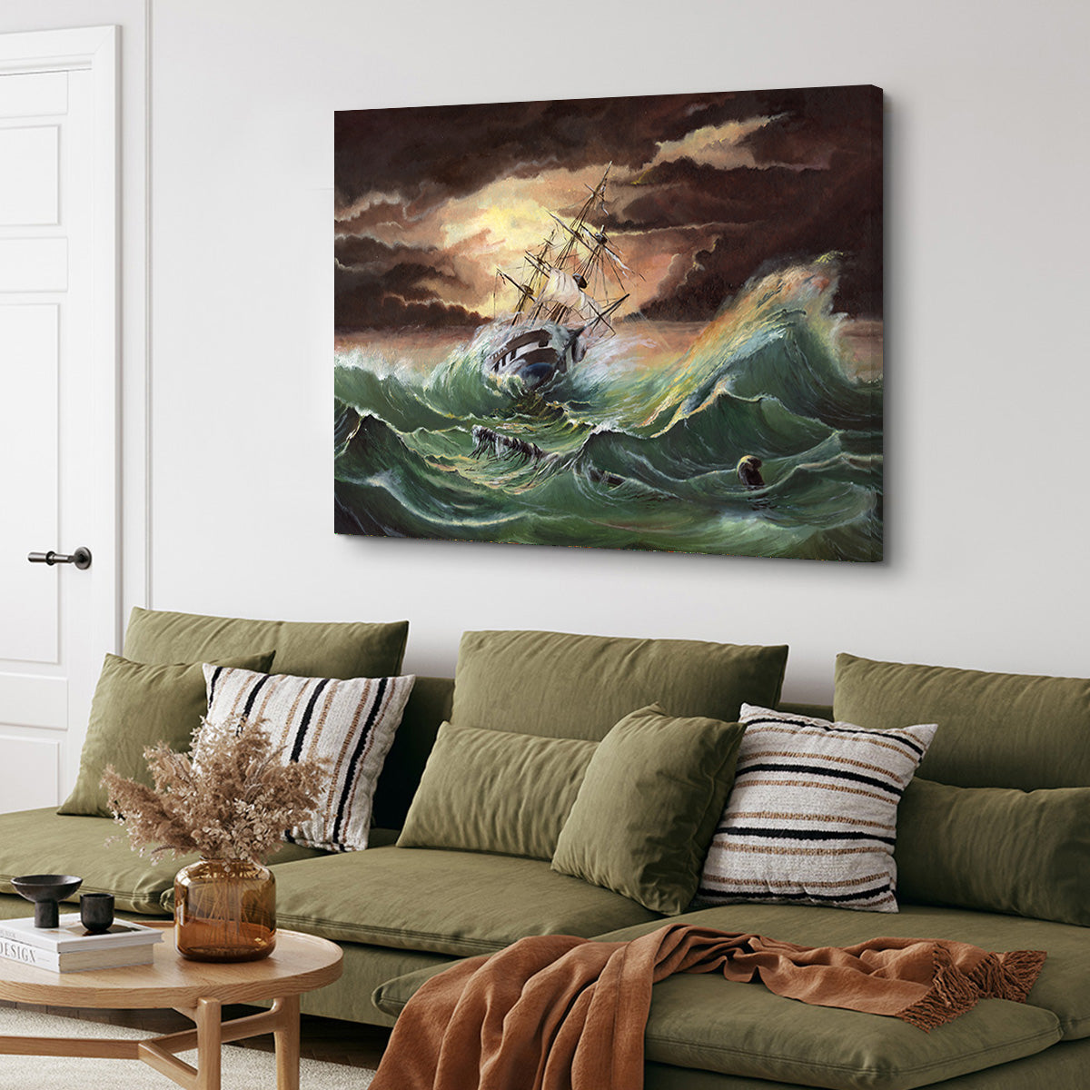 Ship in Storm Wall Art