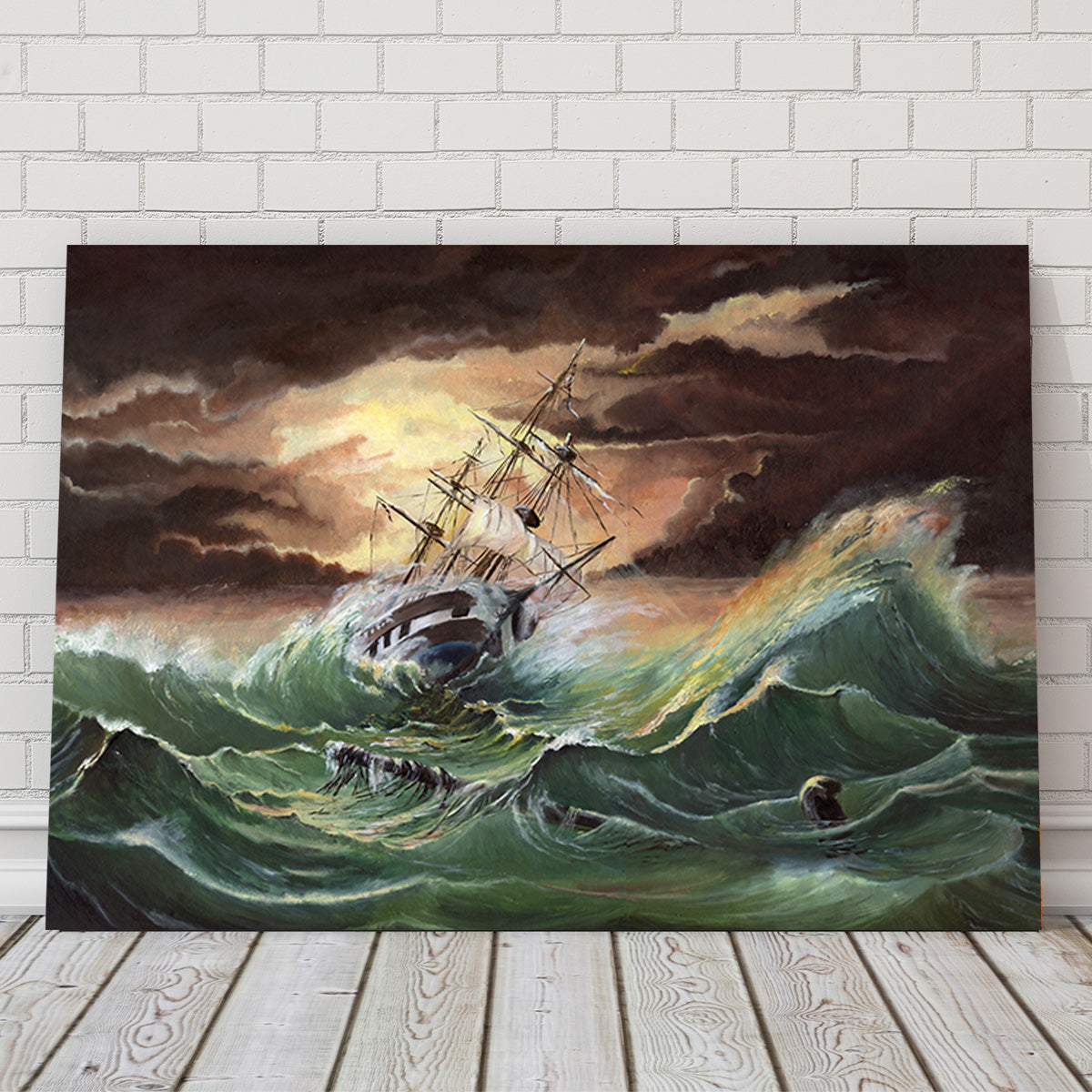 Ship in Storm Wall Art