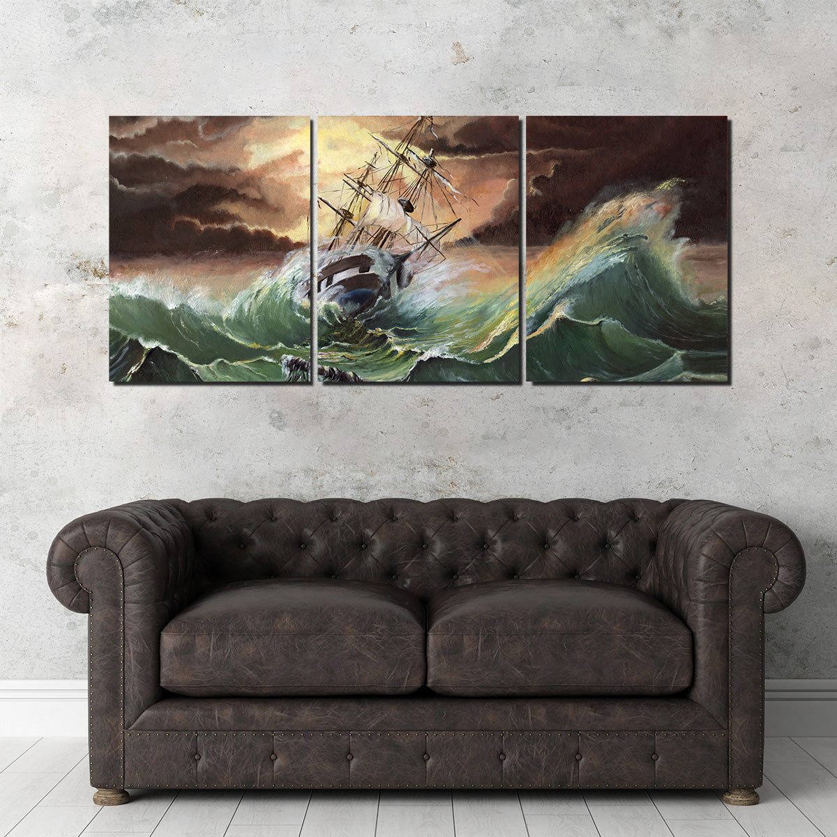 Ship in Storm Wall Art