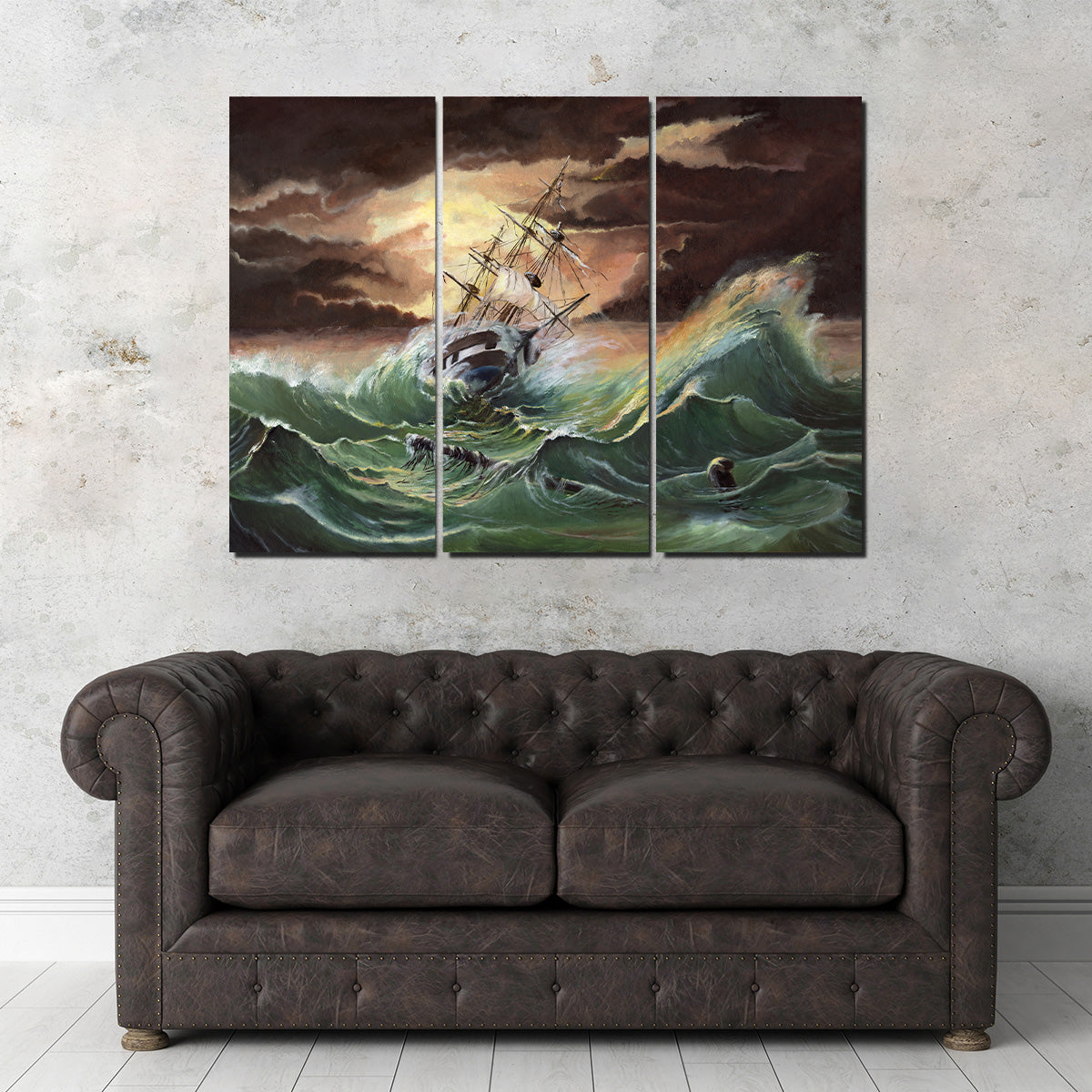 Ship in Storm Wall Art