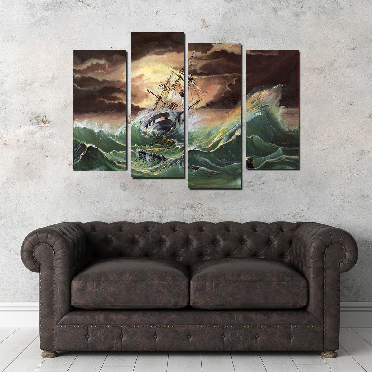 Ship in Storm Wall Art