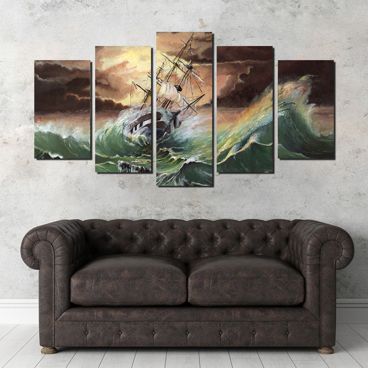 Ship in Storm Wall Art