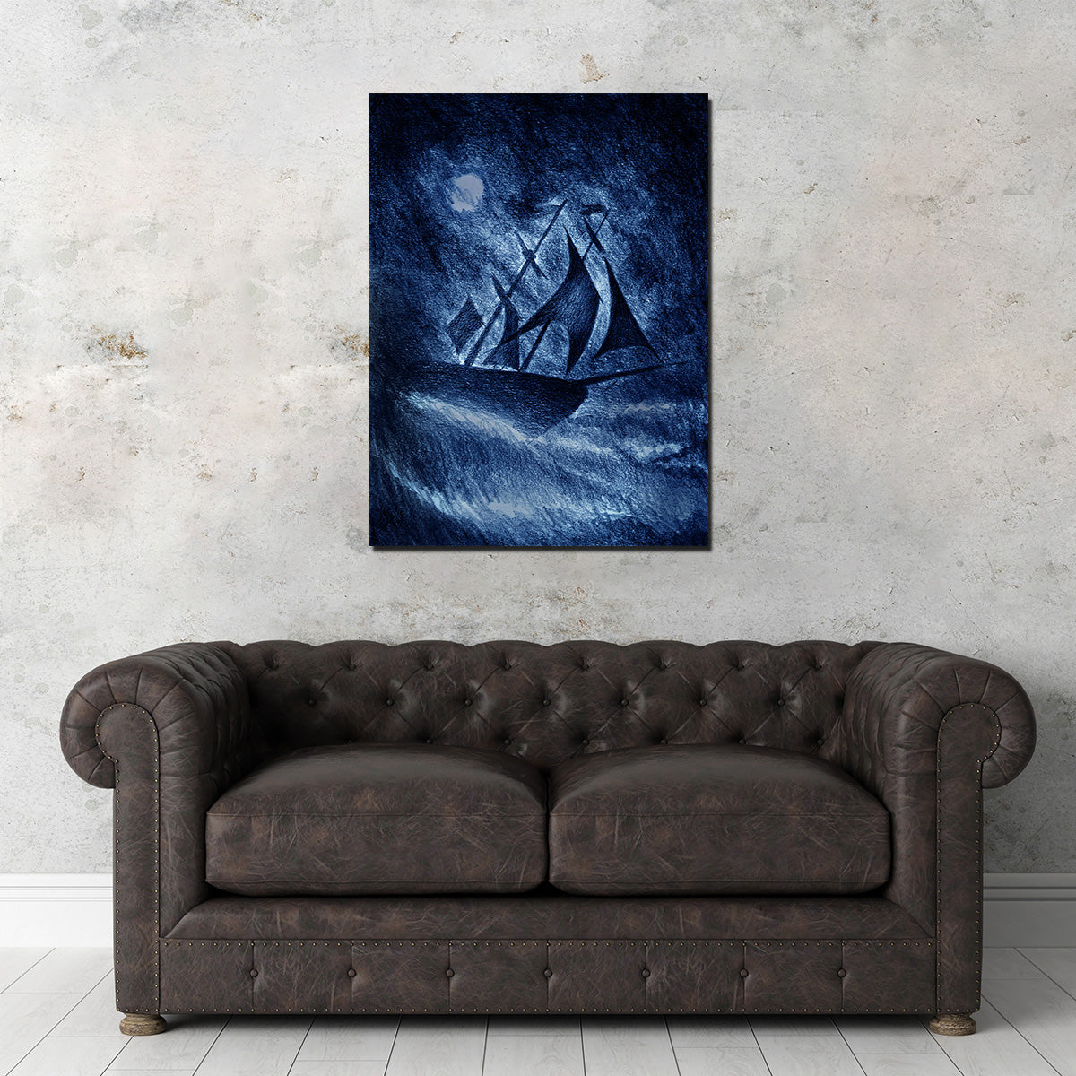 Ship on the Storm Waves Wall Art