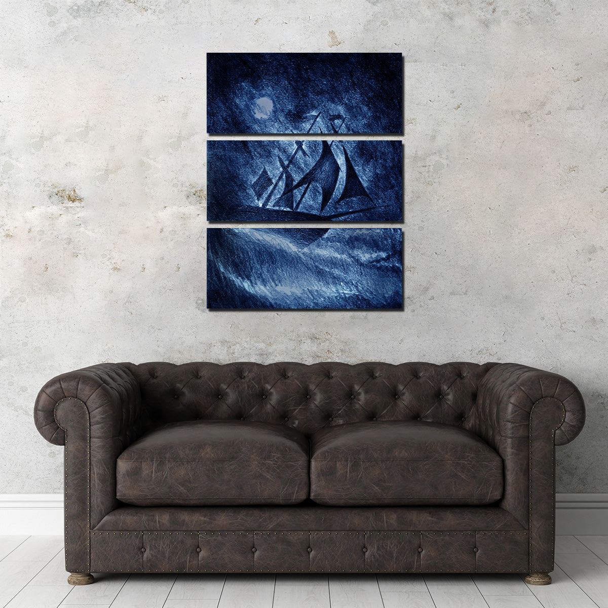 Ship on the Storm Waves Wall Art