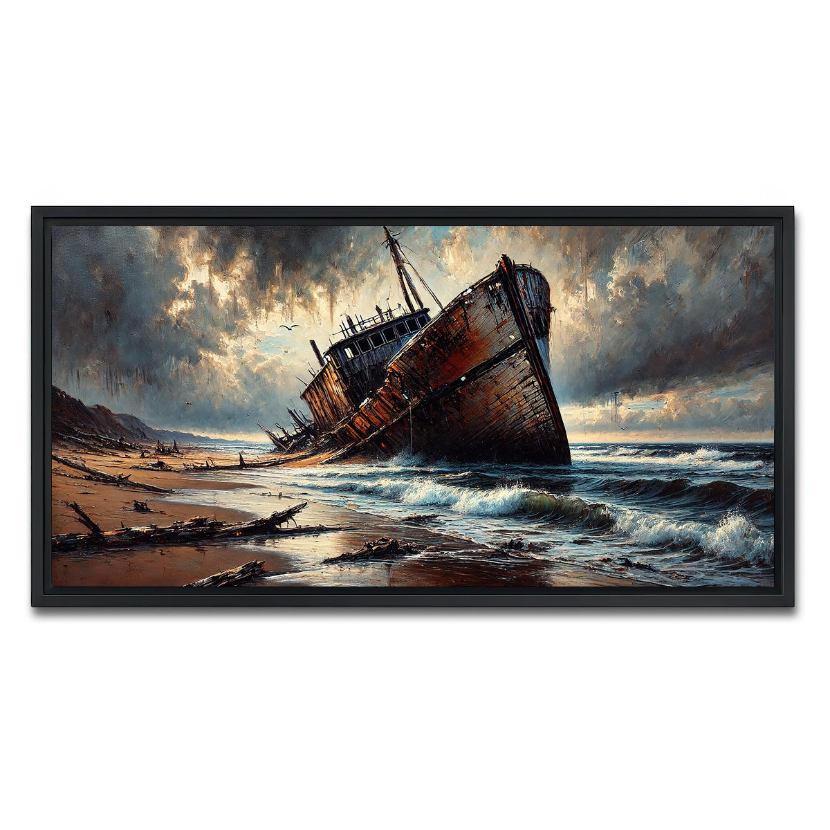 AUTO-MOCKUP WHITE | Shipwreck | 1 Piece | Black Framed Canvas | group=2x1