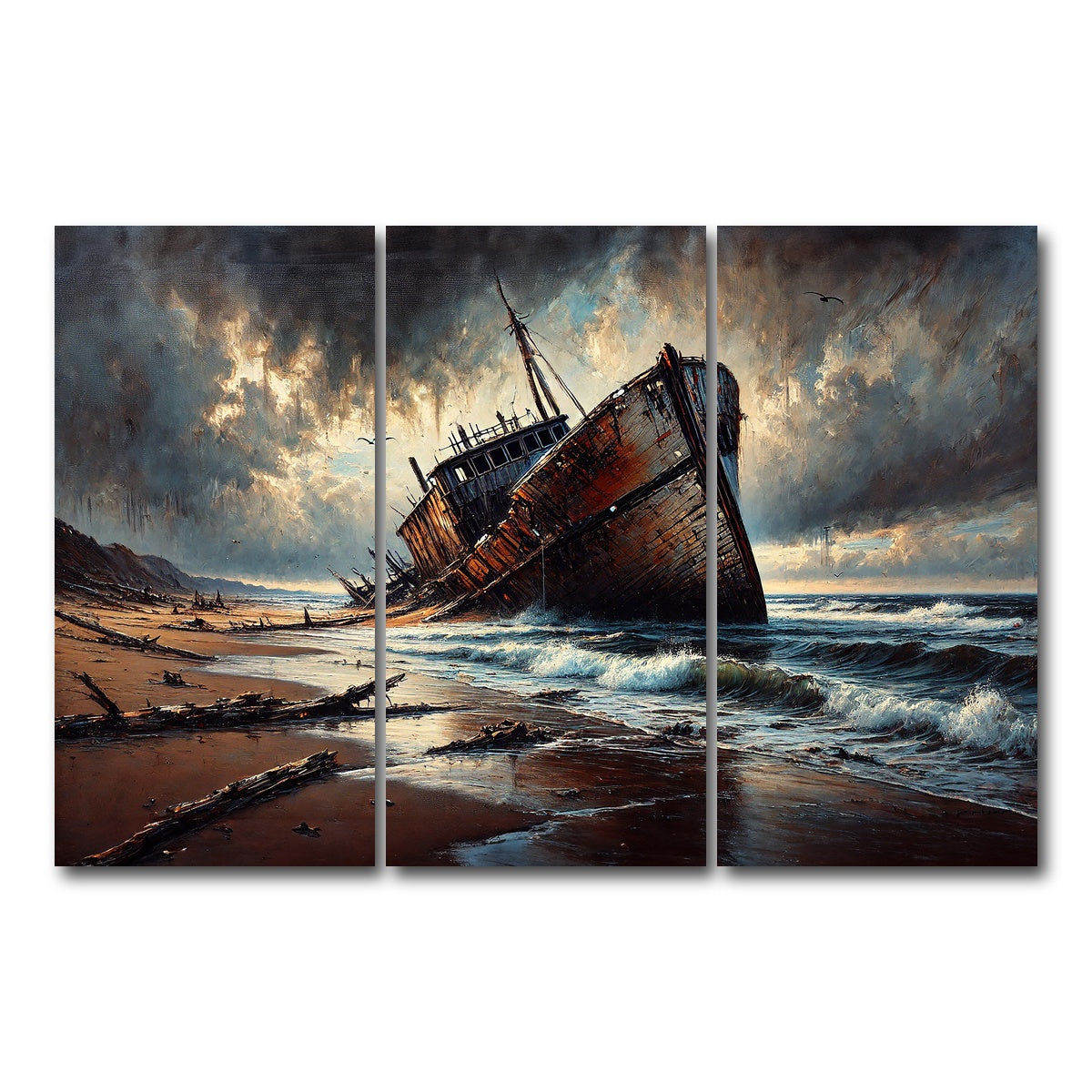 AUTO-MOCKUP WHITE | Shipwreck | 3 Piece | Gallery Wrap Canvas | group=12x24