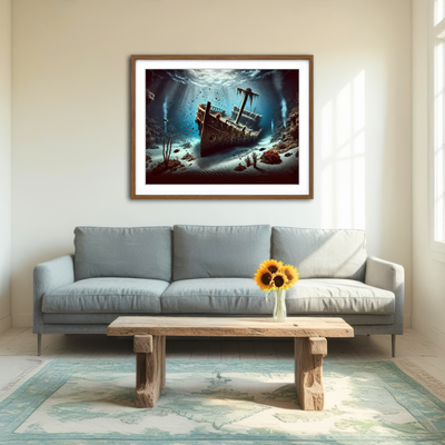 AUTO-MOCKUP ROOM | Shipwreck on Ocean Floor Wall Art