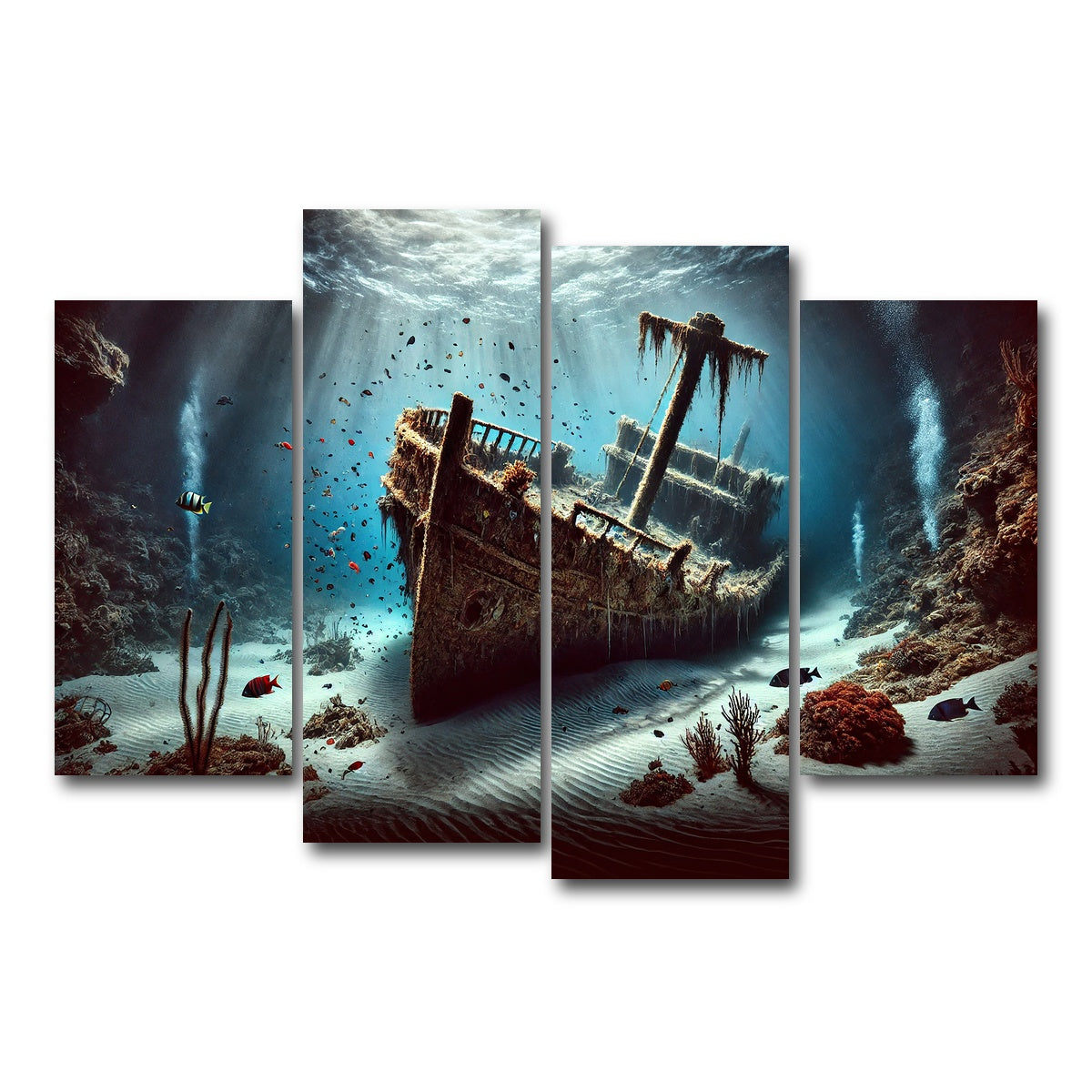 AUTO-MOCKUP WHITE | Shipwreck on Ocean Floor | 4 Piece | Gallery Wrap Canvas | group=4_short