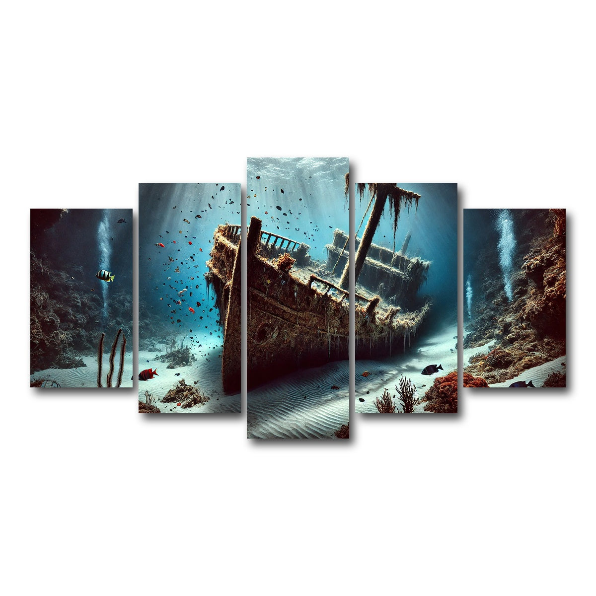 AUTO-MOCKUP WHITE | Shipwreck on Ocean Floor | 5 Piece | Gallery Wrap Canvas | group=5_normal