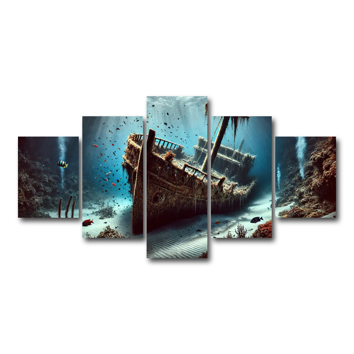 AUTO-MOCKUP WHITE | Shipwreck on Ocean Floor | 5 Piece | Gallery Wrap Canvas | group=5_short