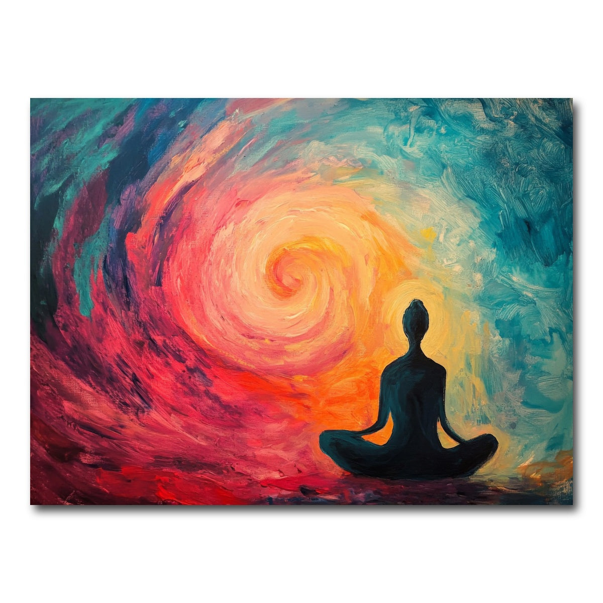 AUTO-MOCKUP WHITE | Silhouette Meditating | 1 Piece | Gallery Wrap Canvas | group=4x3