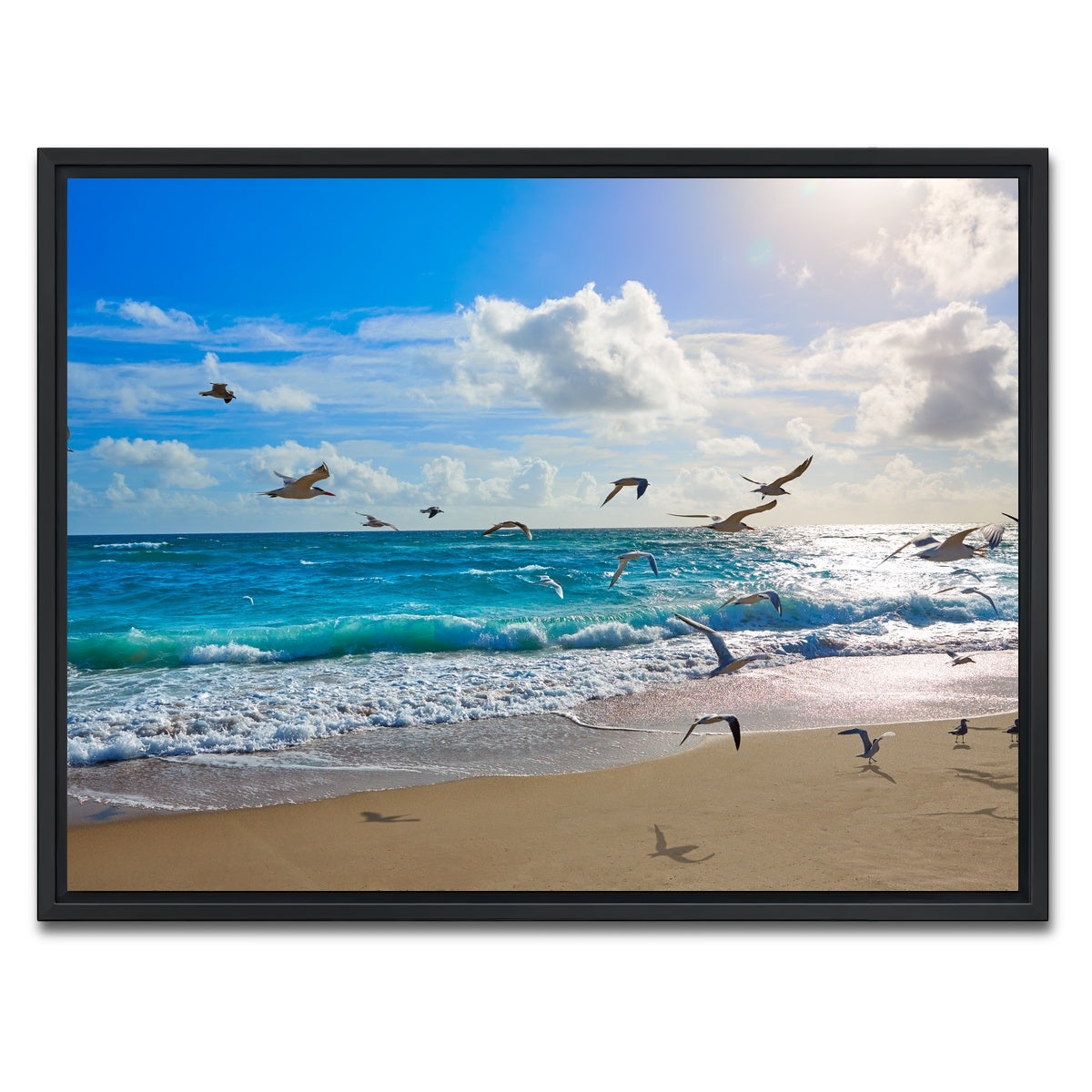 AUTO-MOCKUP WHITE | Singer Island beach seagulls | 1 Piece | Black Framed Canvas | group=4x3