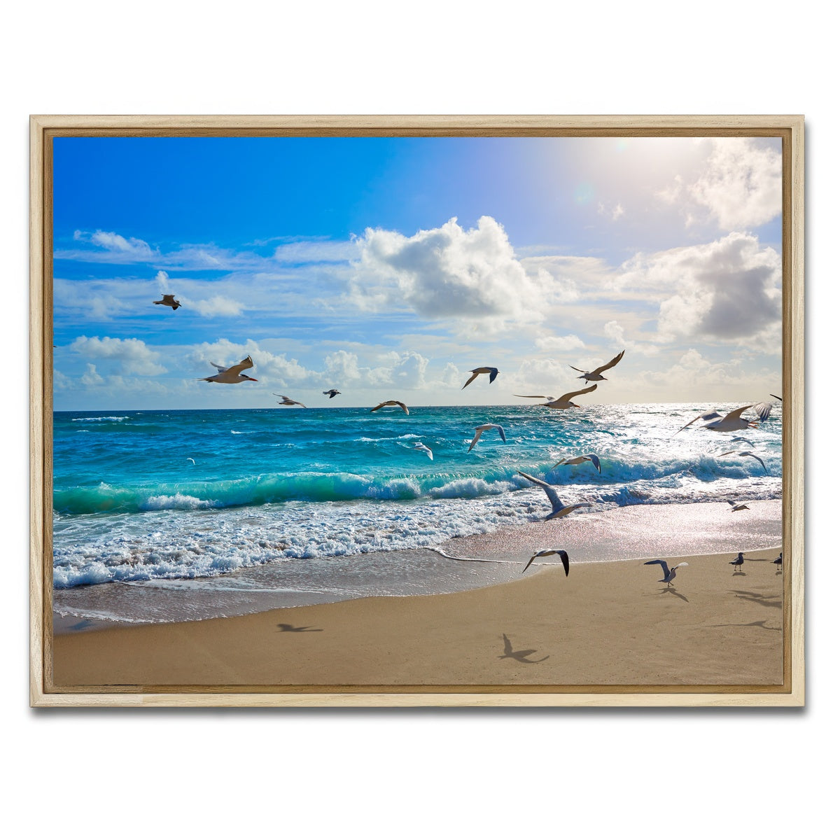 AUTO-MOCKUP WHITE | Singer Island beach seagulls | 1 Piece | Natural Framed Canvas | group=4x3