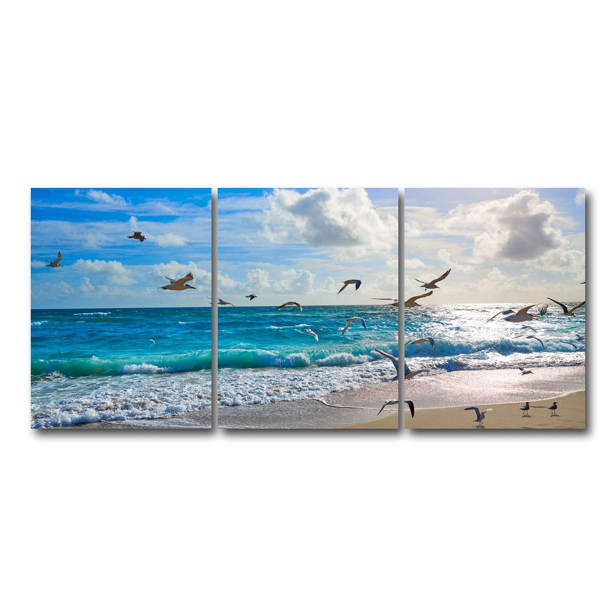 AUTO-MOCKUP WHITE | Singer Island beach seagulls | 3 Piece | Gallery Wrap Canvas | group=18x24