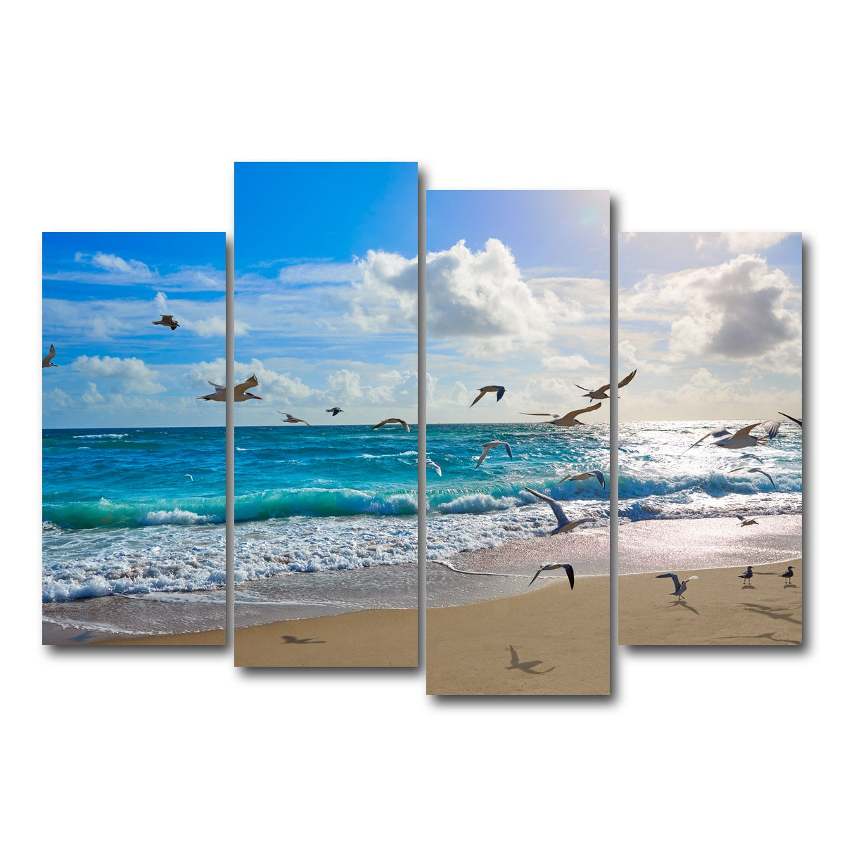 AUTO-MOCKUP WHITE | Singer Island beach seagulls | 4 Piece | Gallery Wrap Canvas | group=4_normal