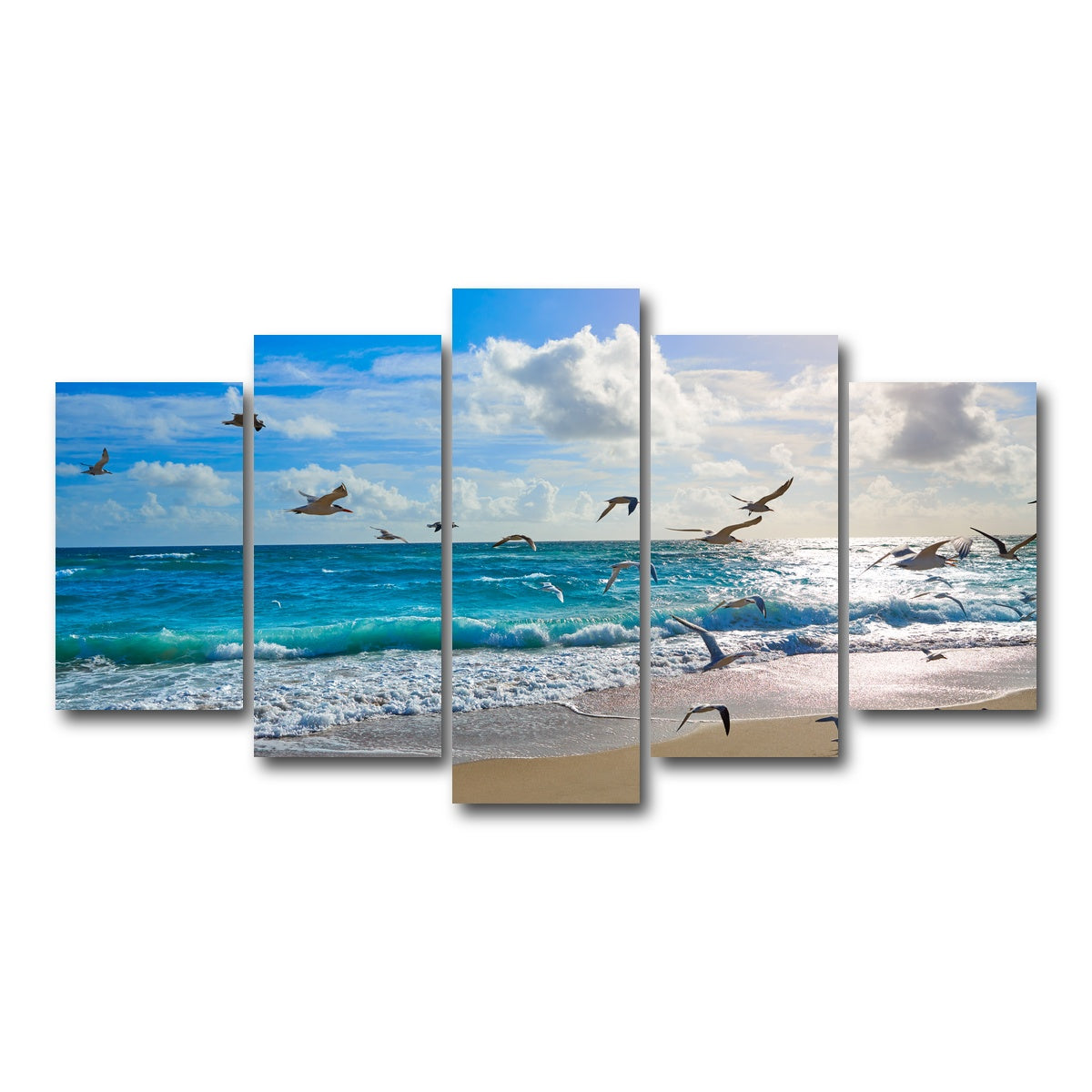 AUTO-MOCKUP WHITE | Singer Island beach seagulls | 5 Piece | Gallery Wrap Canvas | group=5_normal
