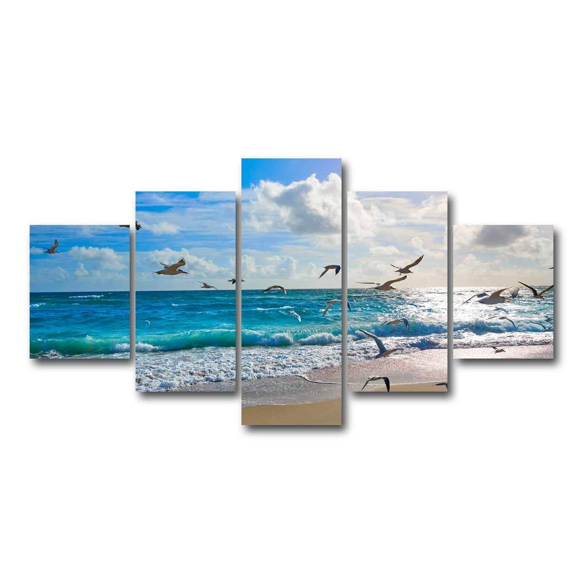 AUTO-MOCKUP WHITE | Singer Island beach seagulls | 5 Piece | Gallery Wrap Canvas | group=5_short