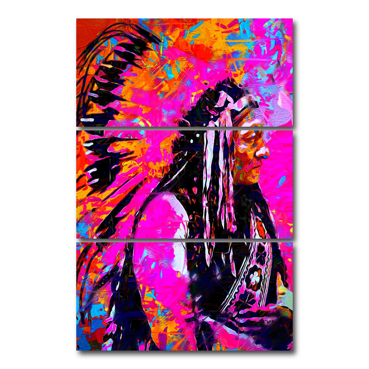 AUTO-MOCKUP WHITE | Sitting Bull | 3 Piece | Gallery Wrap Canvas | group=12x24_stacked