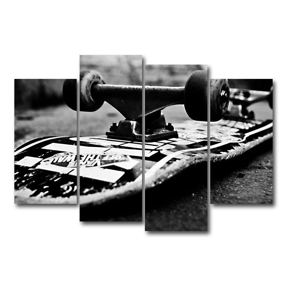 AUTO-MOCKUP WHITE | Skateboard | 4 Piece | Gallery Wrap Canvas | group=4_short