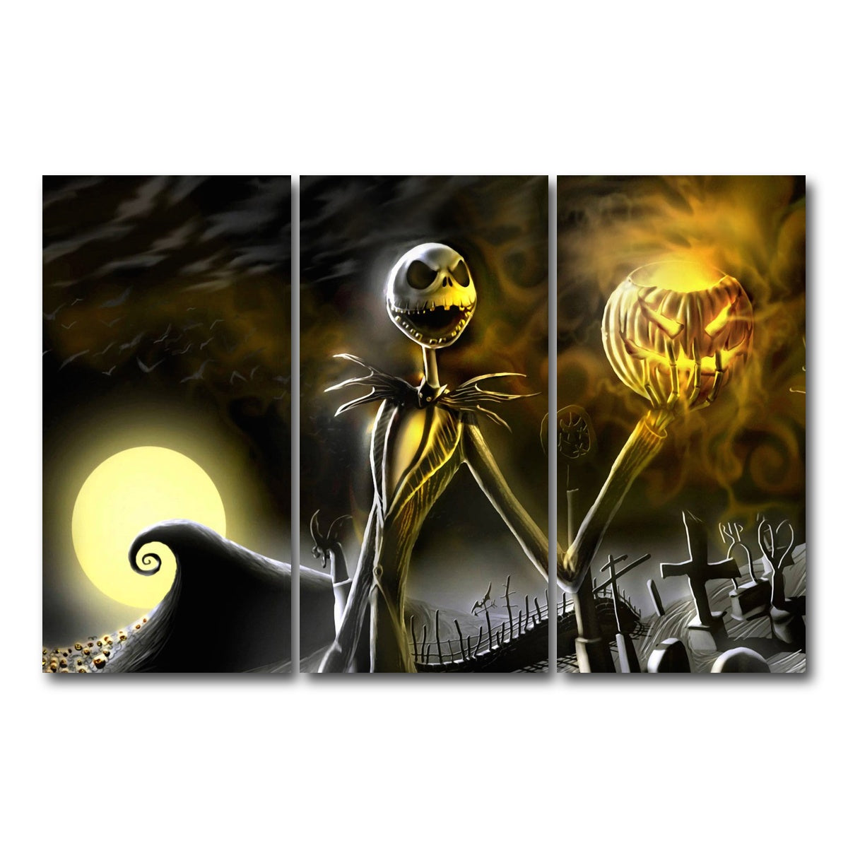 AUTO-MOCKUP WHITE | Skellington | 3 Piece | Gallery Wrap Canvas | group=12x24