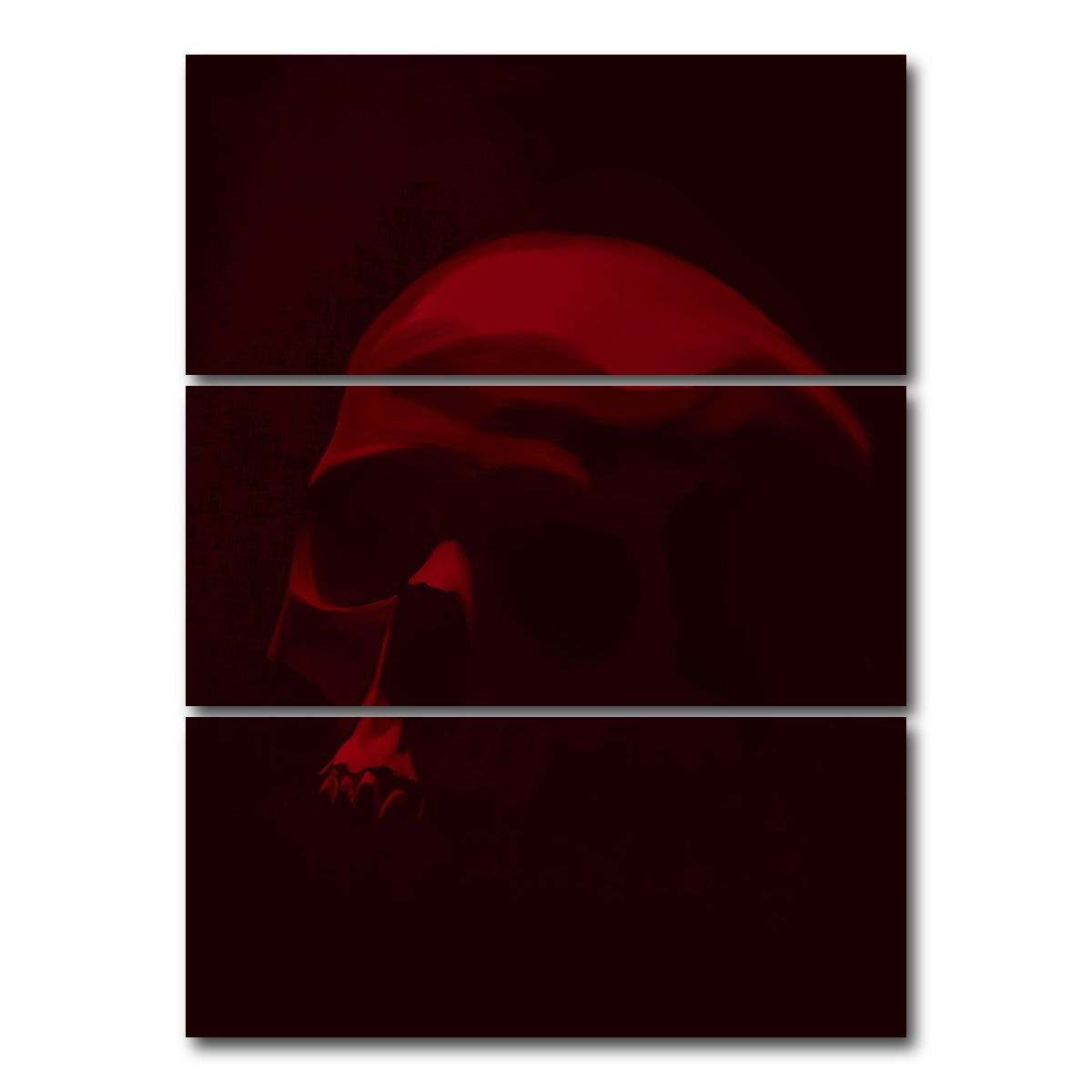 AUTO-MOCKUP WHITE | Skull Dark Red | 3 Piece | Gallery Wrap Canvas | group=8x18_stacked