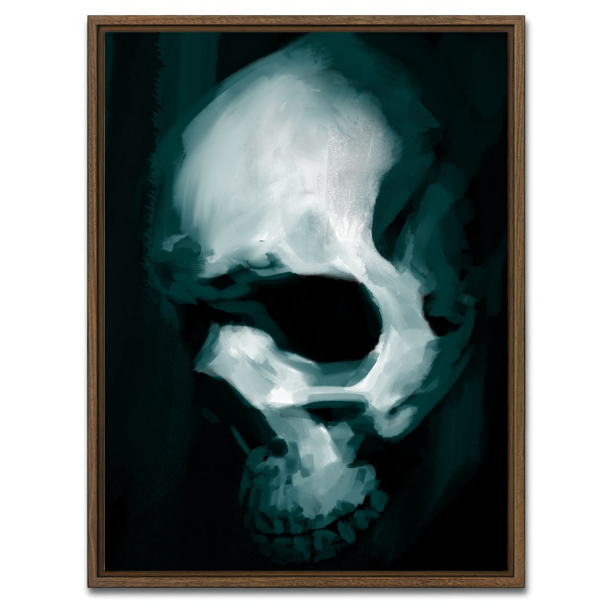 AUTO-MOCKUP WHITE | Skull In Profile | 1 Piece | Walnut Framed Canvas | group=3x4