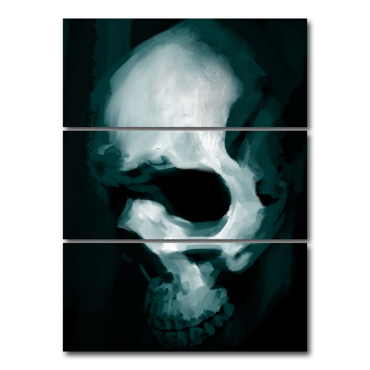 AUTO-MOCKUP WHITE | Skull In Profile | 3 Piece | Gallery Wrap Canvas | group=8x18_stacked