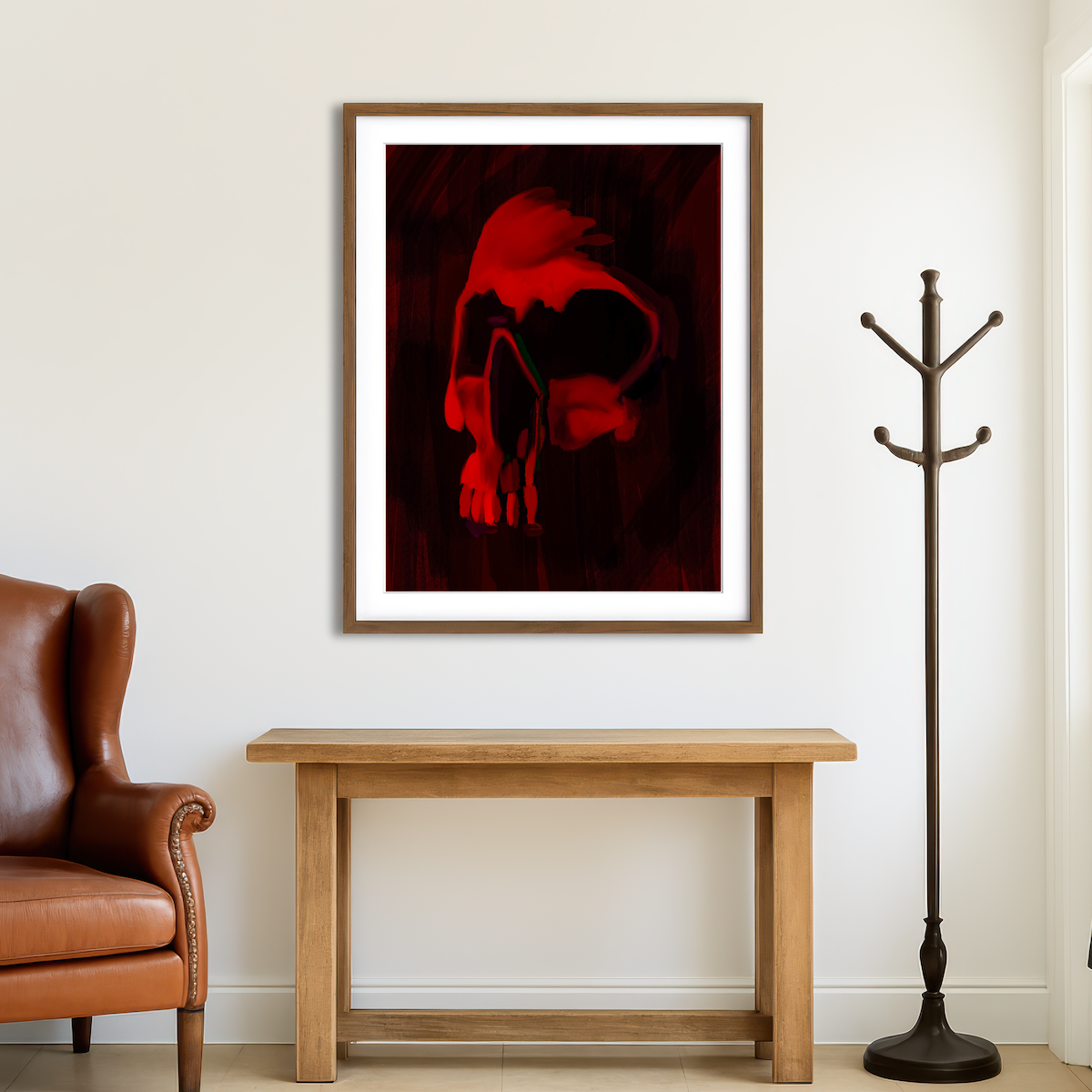 AUTO-MOCKUP ROOM | Skull Painted Red Wall Art